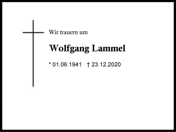 Traueranzeige von Wolfgang Lammel von Region Berchtesgadener Land