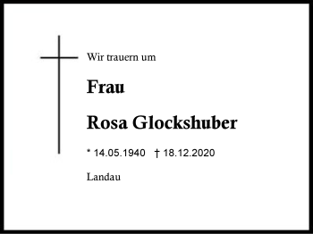 Traueranzeige von Rosa Glockshuber von Region Berchtesgadener Land