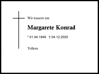 Traueranzeige von Margarete Konrad von Region Berchtesgadener Land