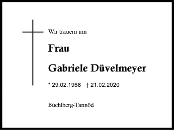 Traueranzeige von Gabriele  Düvelmeyer von Region Berchtesgadener Land