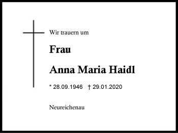 Traueranzeige von Anna Maria Haidl von Region Berchtesgadener Land