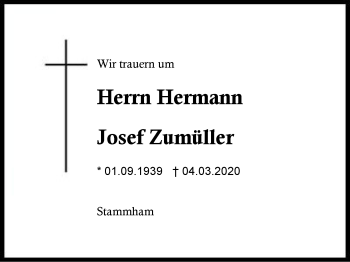 Traueranzeige von Hermann Josef  Zumüller von Region Berchtesgadener Land