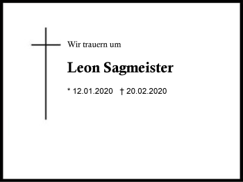 Traueranzeige von Leon  Sagmeister von Region Berchtesgadener Land