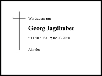 Traueranzeige von Georg  Jagdhuber von Region Berchtesgadener Land