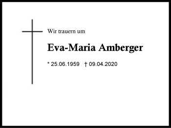 Traueranzeige von Eva-Maria  Amberger von Region Berchtesgadener Land