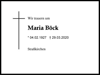 Traueranzeige von Maria  Böck von Region Berchtesgadener Land