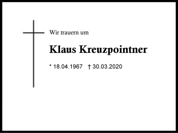 Traueranzeige von Klaus  Kreuzpointner von Region Berchtesgadener Land