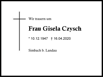 Traueranzeige von Gisela Czysch von Region Berchtesgadener Land