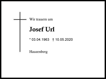 Traueranzeige von Josef Url von Region Berchtesgadener Land