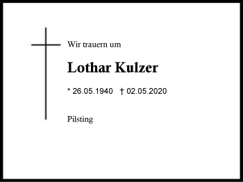 Traueranzeige von Lothar  Kulzer von Region Berchtesgadener Land