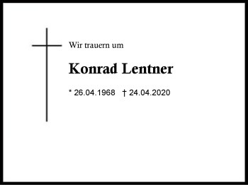 Traueranzeige von Konrad Lentner von Region Berchtesgadener Land