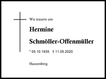 Traueranzeige von Hermine Schmöller-Offenmüller von Region Berchtesgadener Land