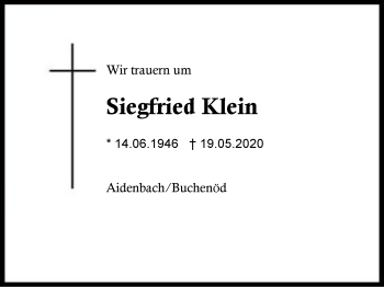 Traueranzeige von Siegfried  Klein von Region Berchtesgadener Land