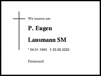 Traueranzeige von P. Eugen Lausmann SM von Region Berchtesgadener Land