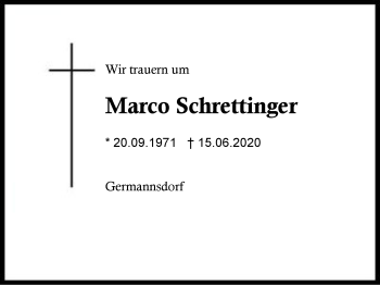 Traueranzeige von Marco  Schrettinger von Region Berchtesgadener Land