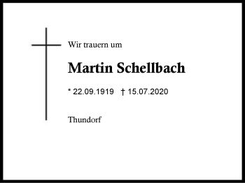 Traueranzeige von Martin Schellbach von Region Berchtesgadener Land