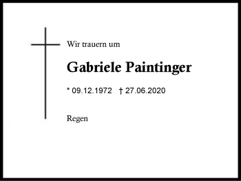 Traueranzeige von Gabriele Paintinger von Region Berchtesgadener Land