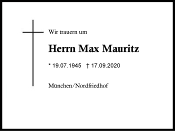 Traueranzeige von Max Mauritz von Region Berchtesgadener Land