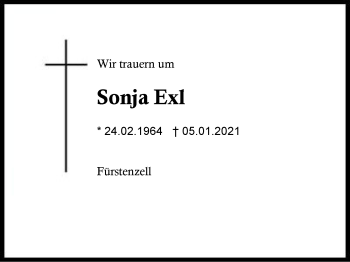 Traueranzeige von Sonja Exl von Region Berchtesgadener Land