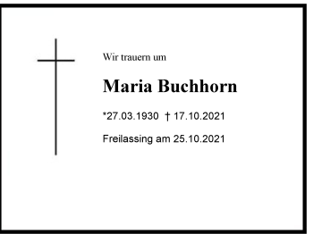 Traueranzeige von Maria Buchhorn von Berchtesgaden