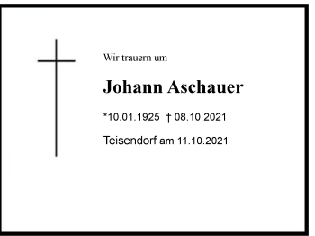 Traueranzeige von Johann Aschauer von Region Berchtesgadener Land 