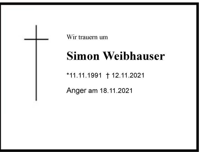  Traueranzeige für Simon Weibhauser vom 18.11.2021 aus Berchtesgaden