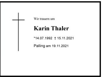 Traueranzeige von Karin Thaler von Chiemgau