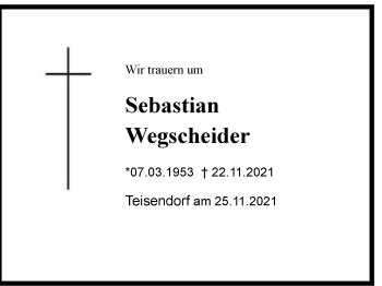 Traueranzeige von Sebastian Wegscheider von Berchtesgaden