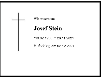 Traueranzeige von Josef Stein von Chiemgau