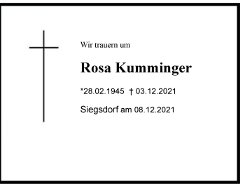 Traueranzeige von Rosa Kumminger von Chiemgau