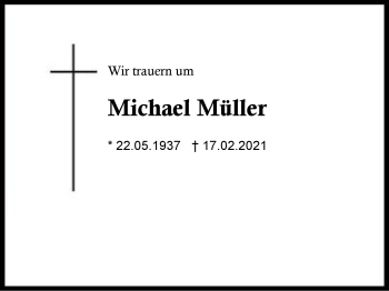 Traueranzeige von Michael  Müller von Region Berchtesgadener Land