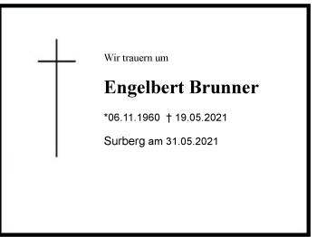 Traueranzeige von Engelbert Brunner von Region Chiemgau