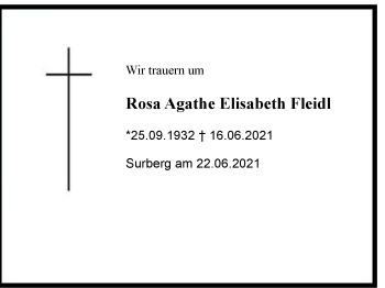 Traueranzeige von Rosa Agathe Elisabeth Fleidl von Region Chiemgau