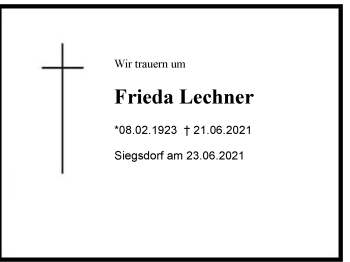 Traueranzeige von Frieda Lechner von Region Chiemgau