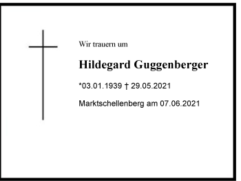 Traueranzeige von Hildegard Guggenberger von Region Berchtesgadener Land