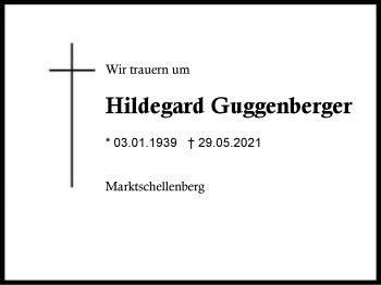 Traueranzeige von Hildegard Guggenberger  von Region Chiemgau