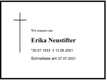 Traueranzeige von Erika Neustifter von Region Chiemgau