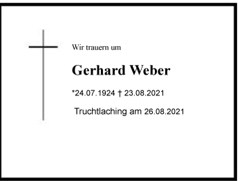 Traueranzeige von Gerhard Weber von Chiemgau