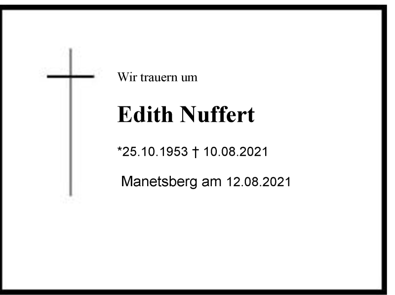  Traueranzeige für Edith Nuffert vom 12.08.2021 aus Chiemgau