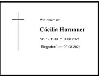 Traueranzeige von Cäcilia Hornauer 