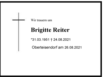 Traueranzeige von Brigitte Reiter von Berchtesgaden