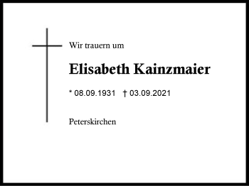 Traueranzeige von Elisabeth Kainzmaier von Region Traunstein