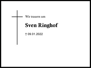 Traueranzeige von Sven Ringhof von Region Traunstein