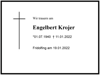 Traueranzeige von Engelbert Krojer von Region Chiemgau