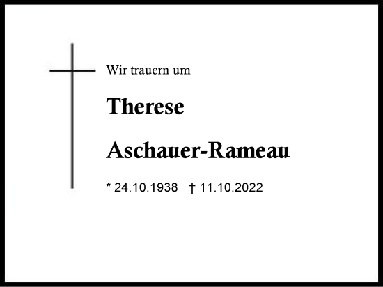 Traueranzeige von Therese Aschauer-Rameau von Region Chiemgau