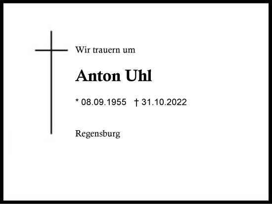 Traueranzeige von Anton Uhl von Traunstein