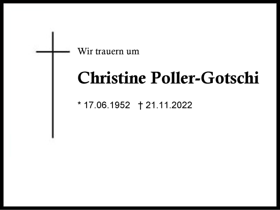 Traueranzeige von Christine Poller-Gotschi von Region Berchtesgadener Land