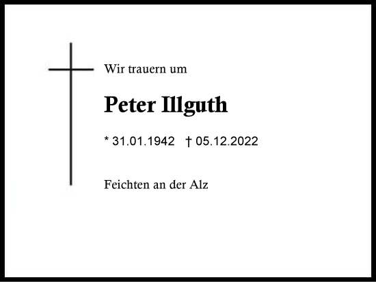 Traueranzeige von Peter Illguth von Traunstein