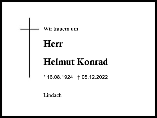 Traueranzeige von Helmut Konrad von Traunstein