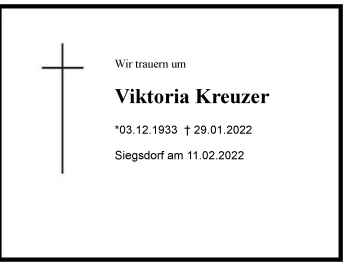 Traueranzeige von Viktoria Kreuzer von Region Chiemgau